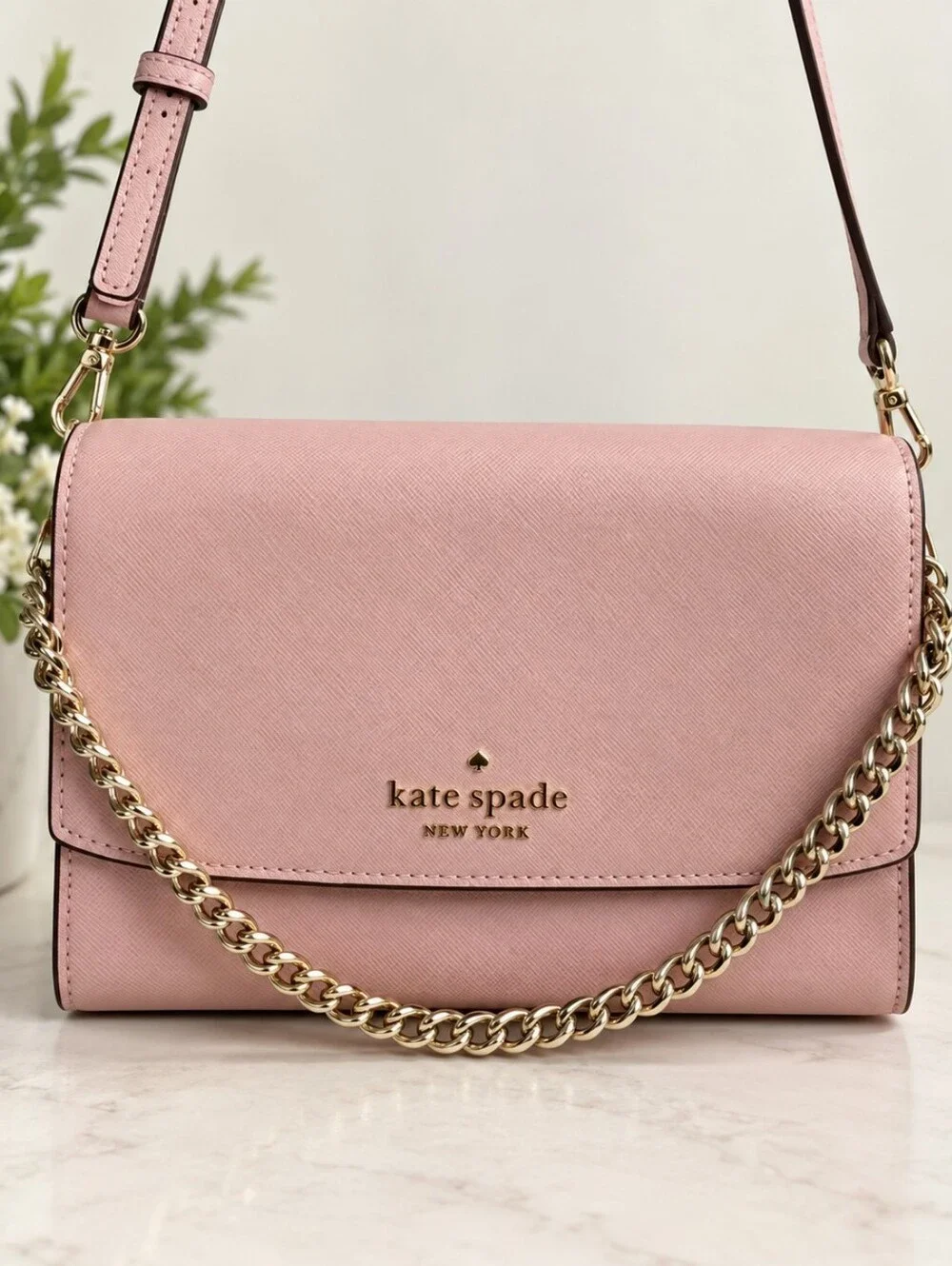 Kate Spade Pink Saffiano Leather Convertible Crossbody Bag NWOT